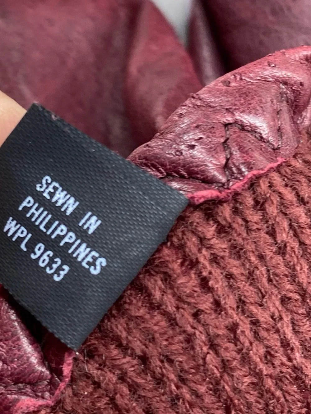 💯Leather Women's Dark Burgundy Gloves with Elastic Wrist